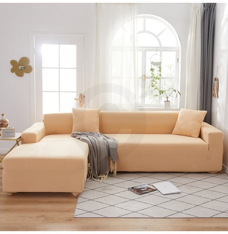 Housse de canapé d'angle beige
