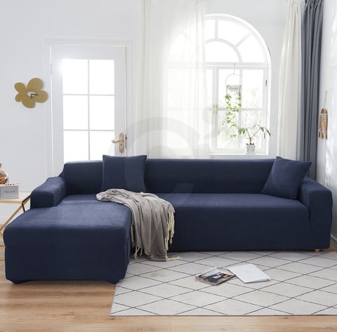 Housse de canapé d'angle bleu foncé