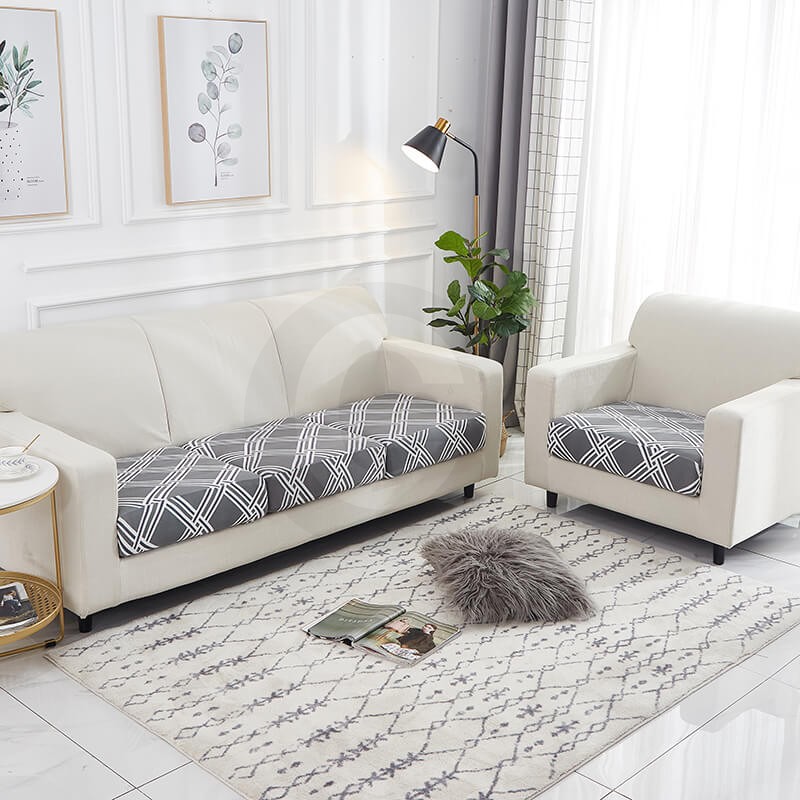Housse rayée pour assise de canapé