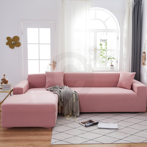 Housse de canapé d'angle rose