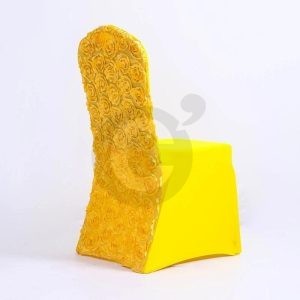 Housse de chaise mariage fleur jaune